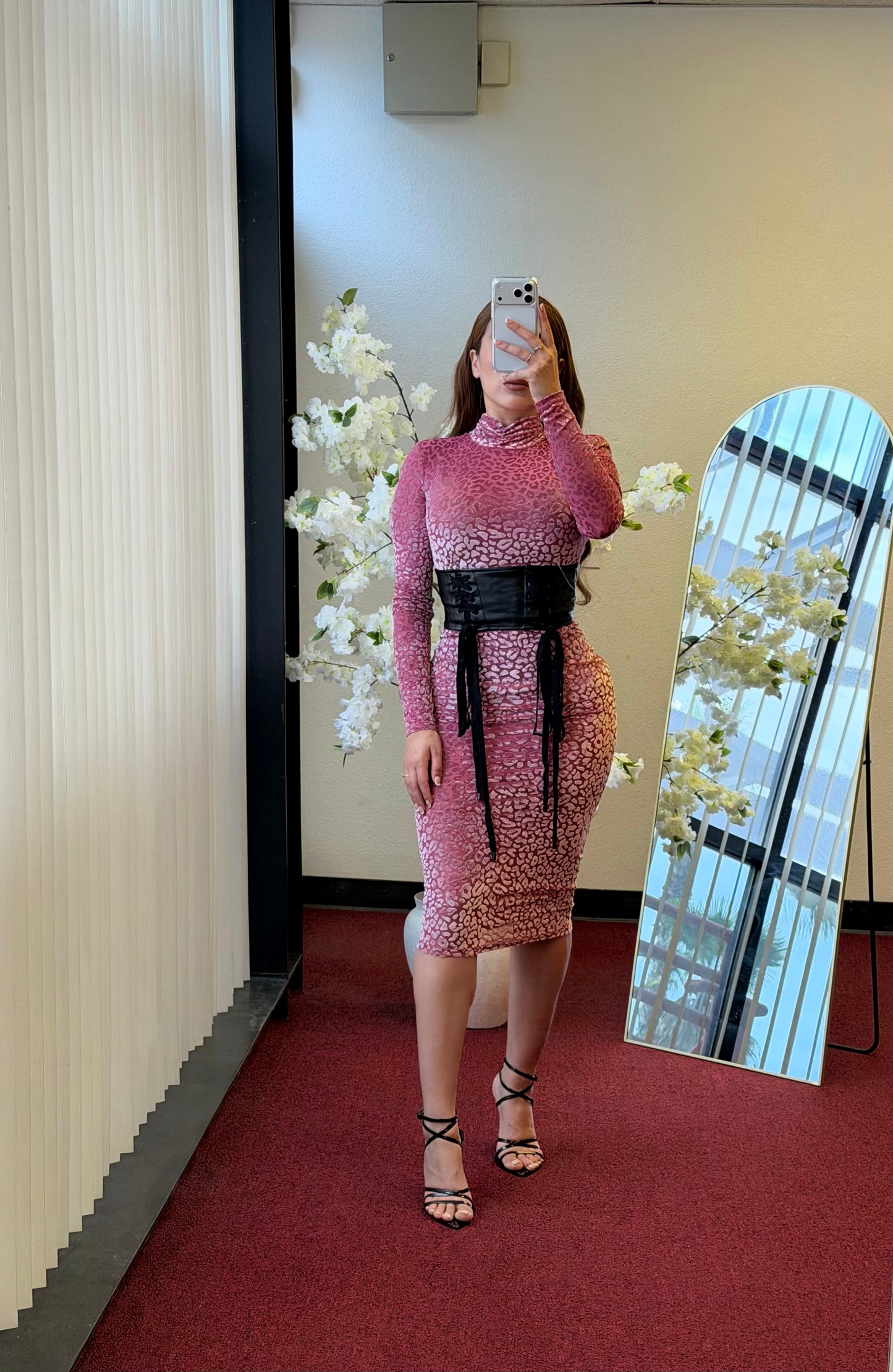 Pink Leopard Midi Dress