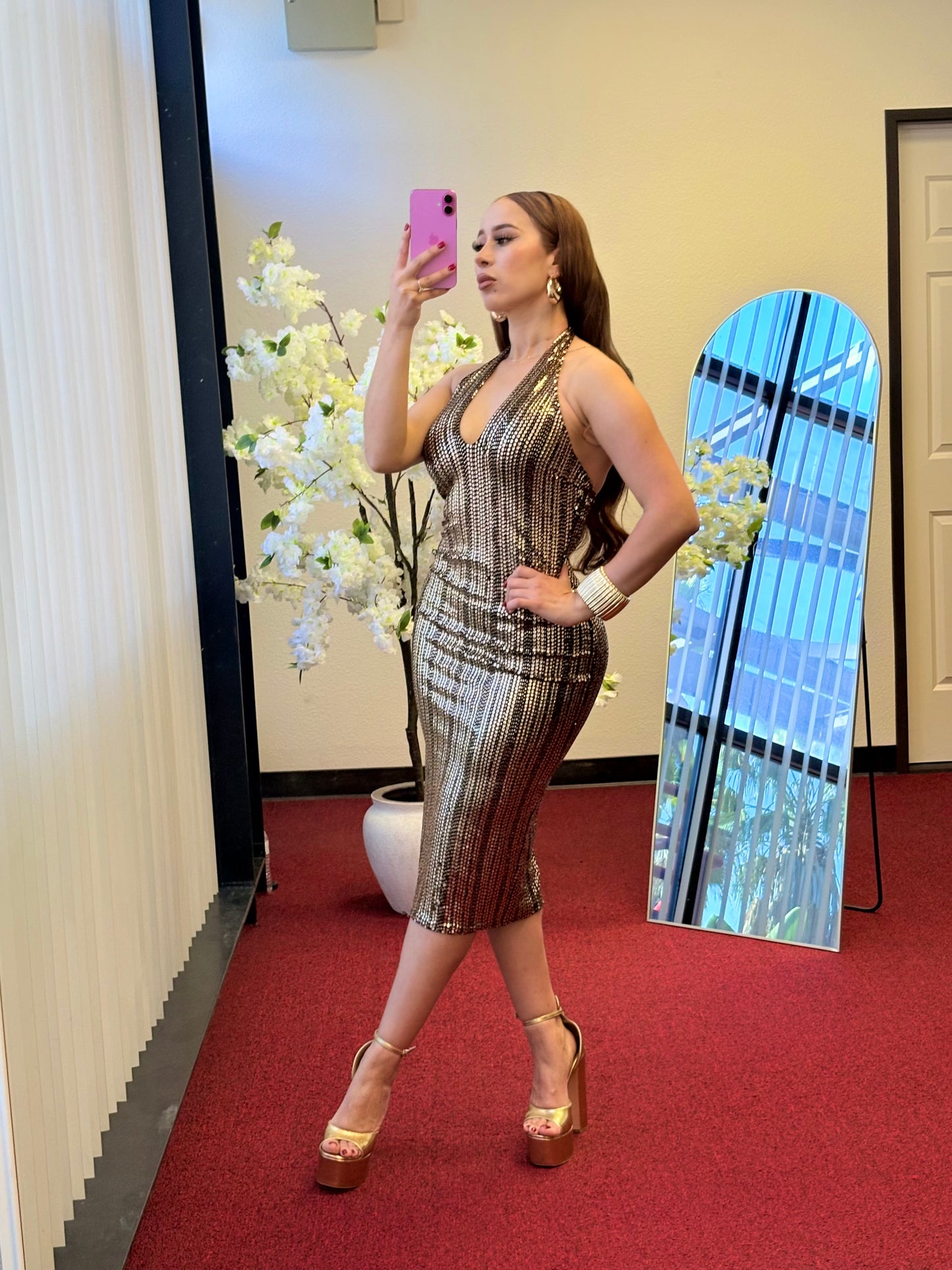 Champagne Midi Dress